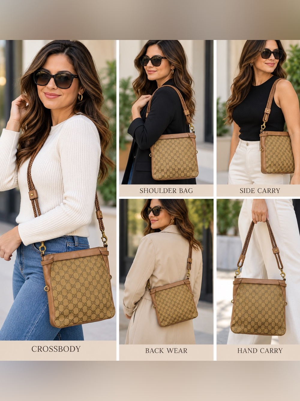 Gucci Shoulder Bag 109106 Beige / Brown Women's
